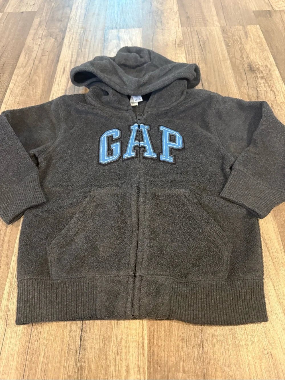 GAP Kids Charcoal fleece Hooded Zip-Up Sweatshirt